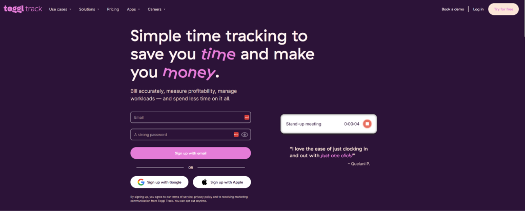 Toggle track time management app